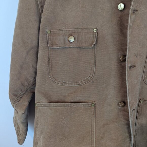 Vtg 70's Carhartt Chore Coat with Detachable Hood, Sz 44 - Picture 4 of 16